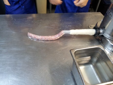 The beginning of pork stuffing. 