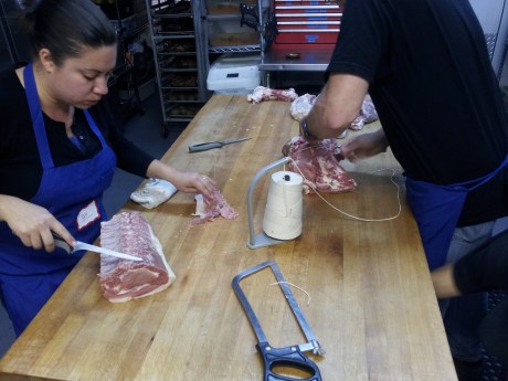 Creating roasts to take home. 